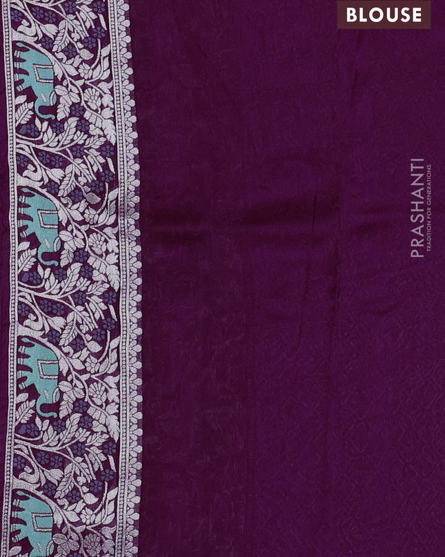 Banarasi semi raw silk saree purple with allover mina wevaes and woven border