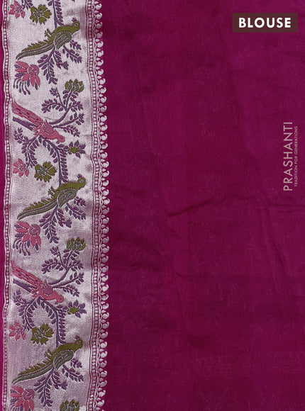 Banarasi semi raw silk saree pink with silver zari woven coin buttas and mina border