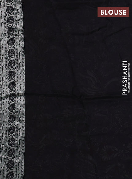 Banarasi semi raw silk saree black with silver zari woven buttas and mina border