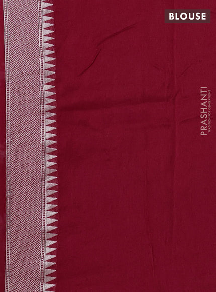 Banarasi semi raw silk saree red with silver zari woven buttas and mina border