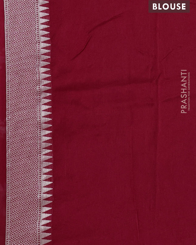 Banarasi semi raw silk saree red with silver zari woven buttas and mina border