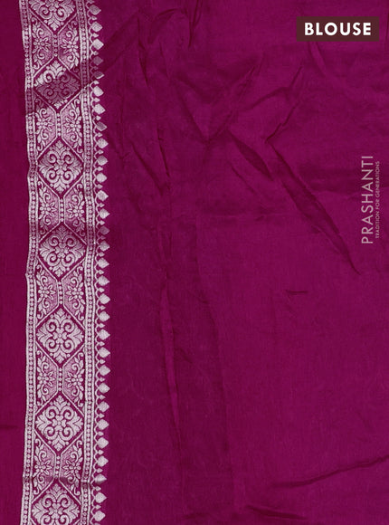 Banarasi semi raw silk saree pink with silver zari weaves and mina border