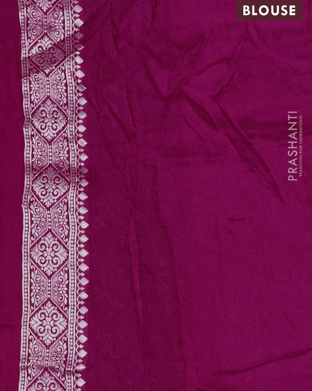 Banarasi semi raw silk saree pink with silver zari weaves and mina border