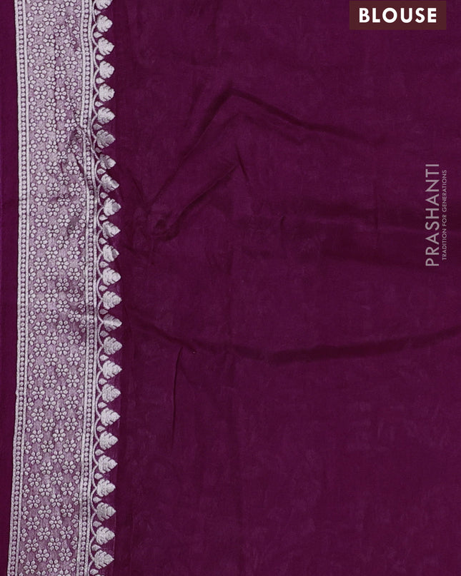 Banarasi semi raw silk saree purple with annam buttas and mina border