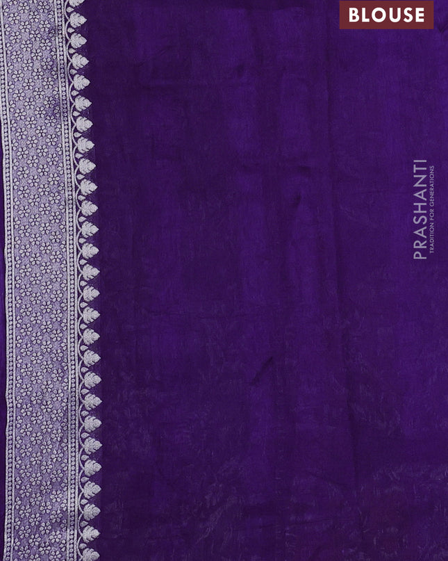 Banarasi semi raw silk saree violet with annam buttas and mina border