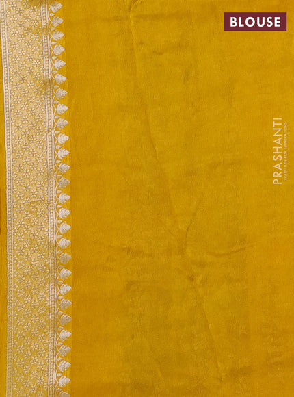 Banarasi semi raw silk saree mustard yellow with annam buttas and mina border