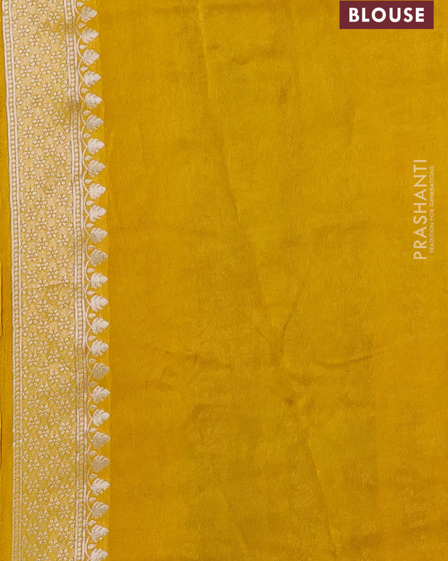 Banarasi semi raw silk saree mustard yellow with annam buttas and mina border