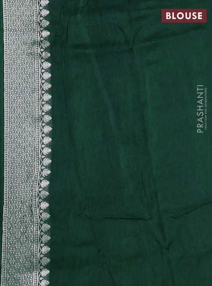 Banarasi semi raw silk saree green with annam buttas and mina border
