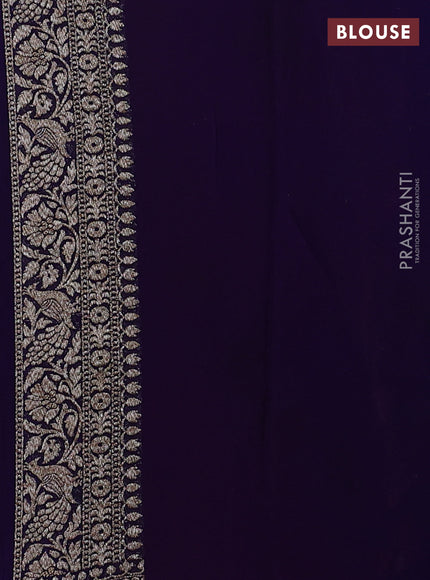 Pure banarasi georgette saree red and blue with allover zari weaves and woven border