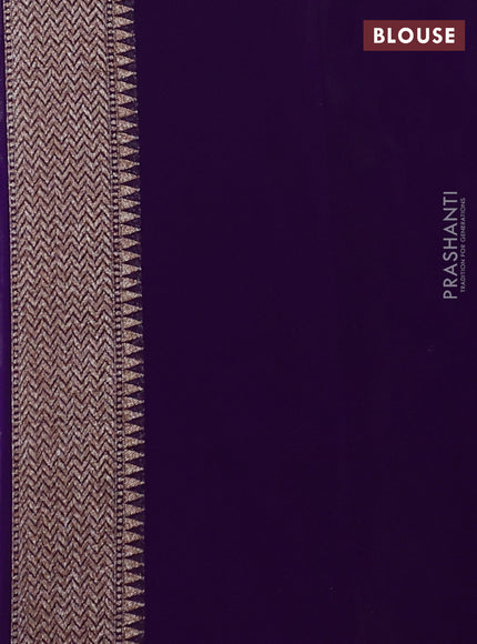 Pure banarasi georgette saree violet with allover geometric weaves and woven border