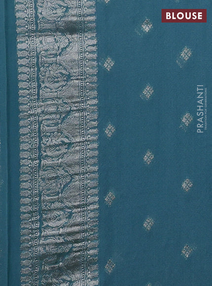 Art chiffon saree pastel blue with allover mina weaves and woven border