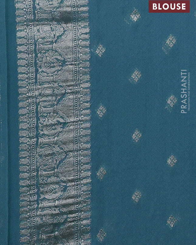 Art chiffon saree pastel blue with allover mina weaves and woven border