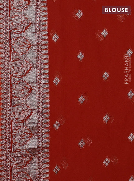 Art chiffon saree orange with allover mina weaves and woven border
