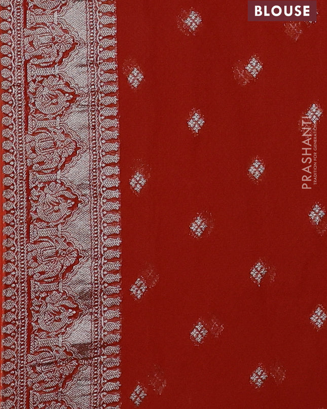Art chiffon saree orange with allover mina weaves and woven border