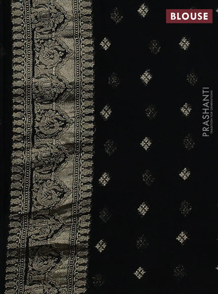 Art chiffon saree black with allover mina weaves and woven border