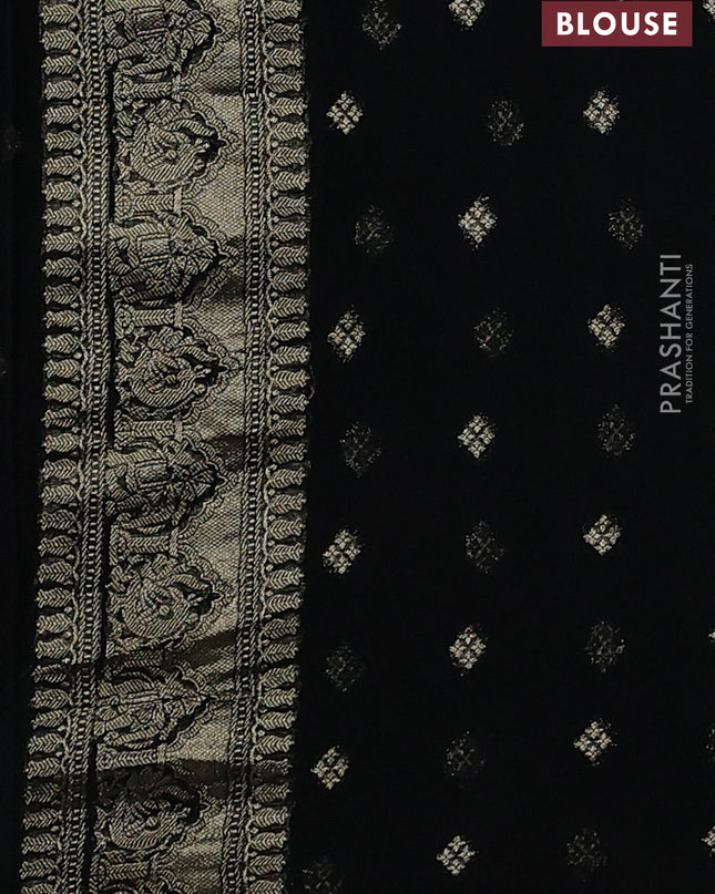 Art chiffon saree black with allover mina weaves and woven border