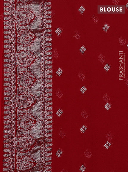 Art chiffon saree red with allover mina weaves and woven border