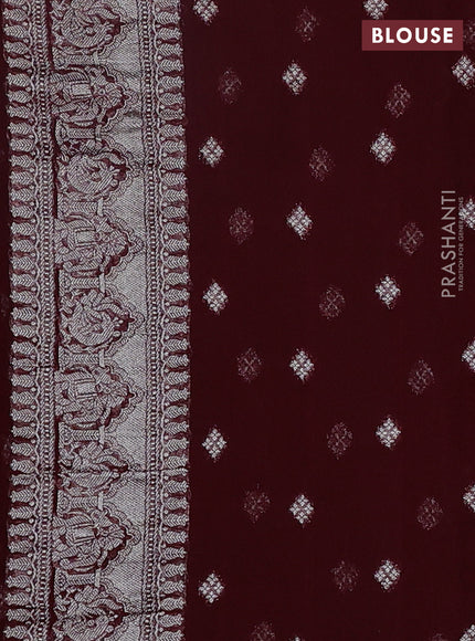 Art chiffon saree maroon with allover mina weaves and woven border