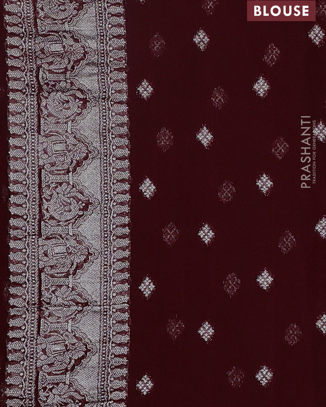 Art chiffon saree maroon with allover mina weaves and woven border