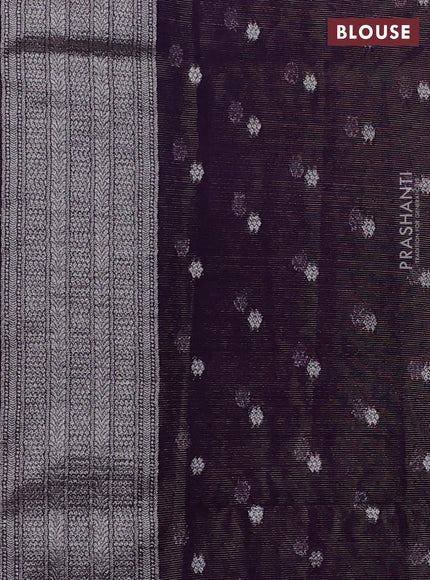Art chiffon saree purple with allover zari & mina weaves and silver zari woven border