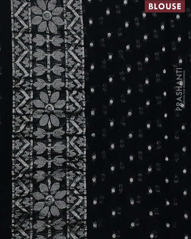 Art chiffon saree black with allover mina weaves and woven border
