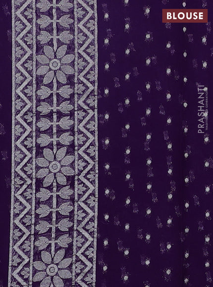 Art chiffon saree violet with allover mina weaves and woven border