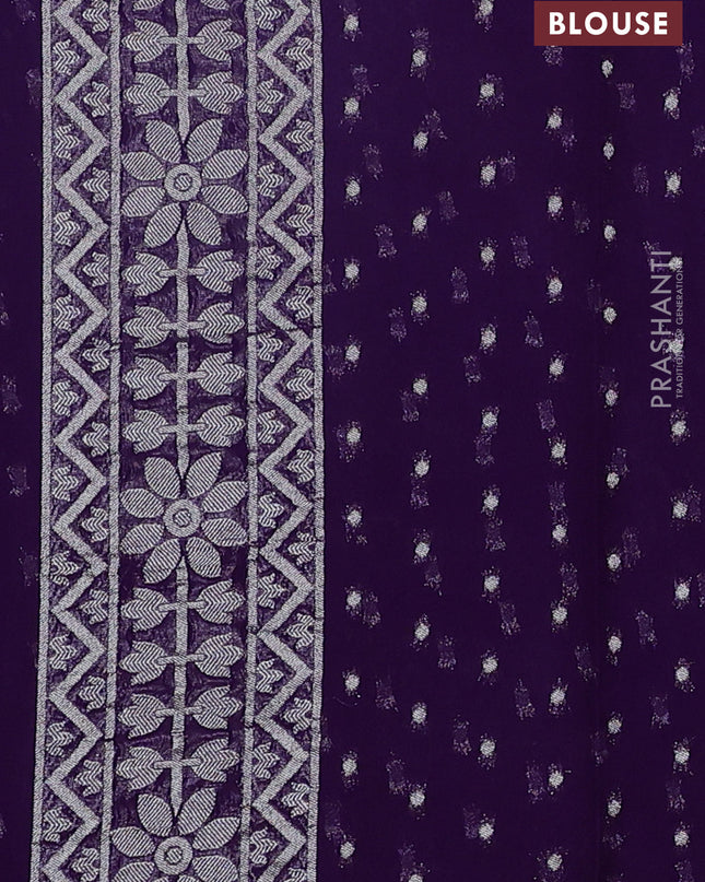 Art chiffon saree violet with allover mina weaves and woven border