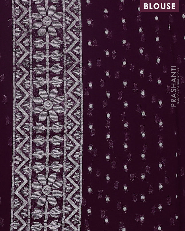 Art chiffon saree purple with allover mina weaves and woven border
