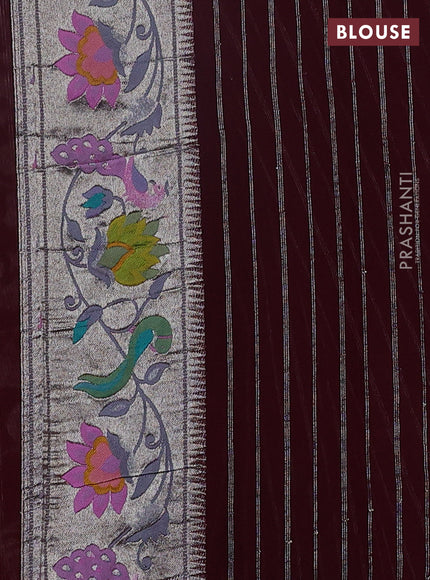 Art chiffon saree maroon with allover zari woven brocade weaves and zari woven paithani border