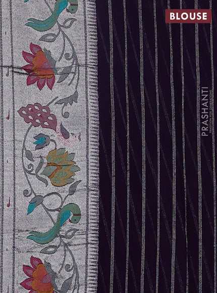 Art chiffon saree violet with allover zari woven brocade weaves and zari woven paithani border