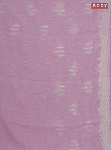Linen cotton saree light pink with embroidery buttas and embroidered border