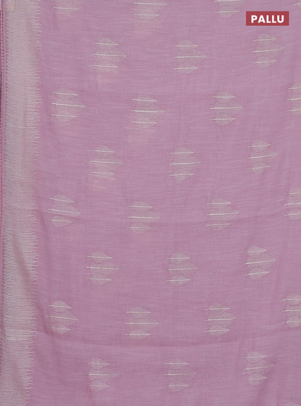 Linen cotton saree light pink with embroidery buttas and embroidered border