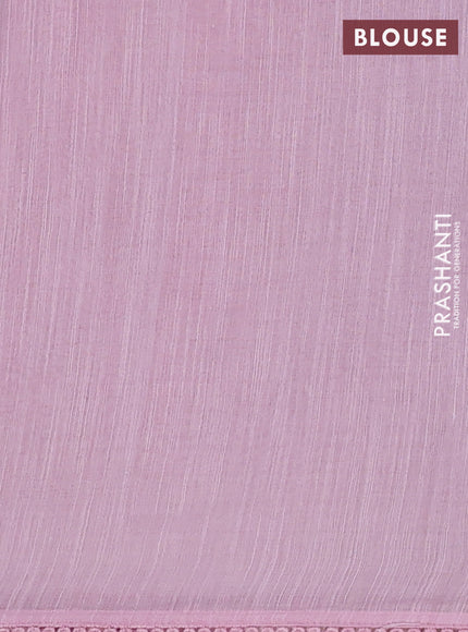 Linen cotton saree light pink with embroidery buttas and embroidered border