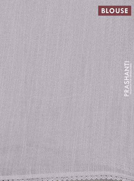 Linen cotton saree grey with embroidery buttas and embroidered border