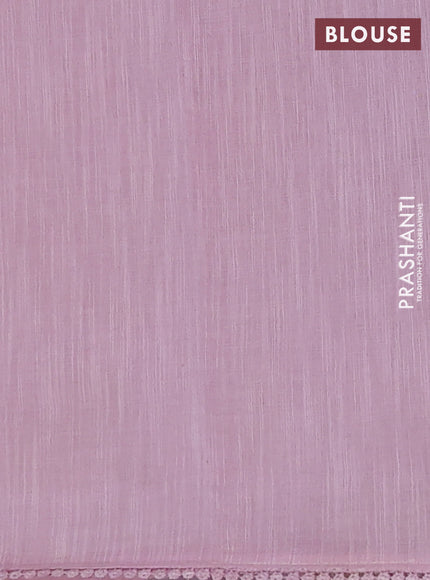 Linen cotton saree lavender with embroidery buttas and embroidered border