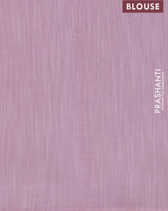 Linen cotton saree lavender with embroidery buttas and embroidered border