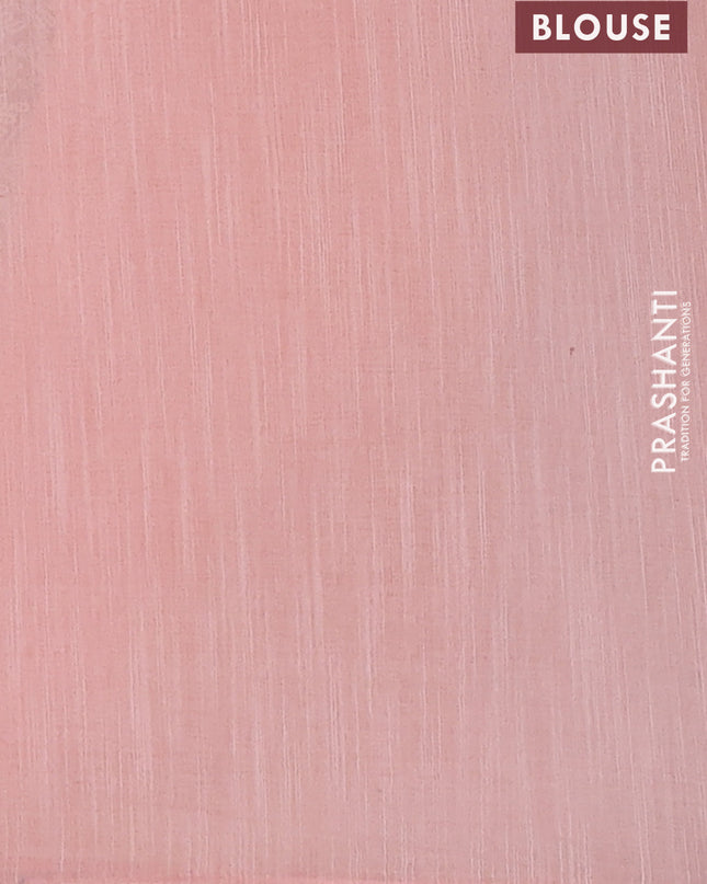 Linen cotton saree peach pink with embroidery buttas and embroidered border