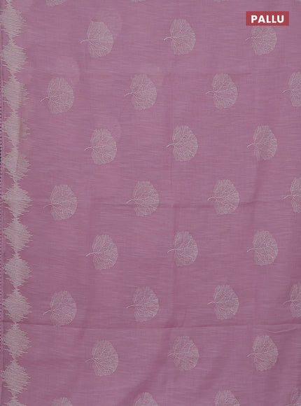 Linen cotton saree light pink with embroidery buttas and embroidered border