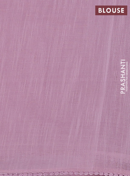 Linen cotton saree light pink with embroidery buttas and embroidered border