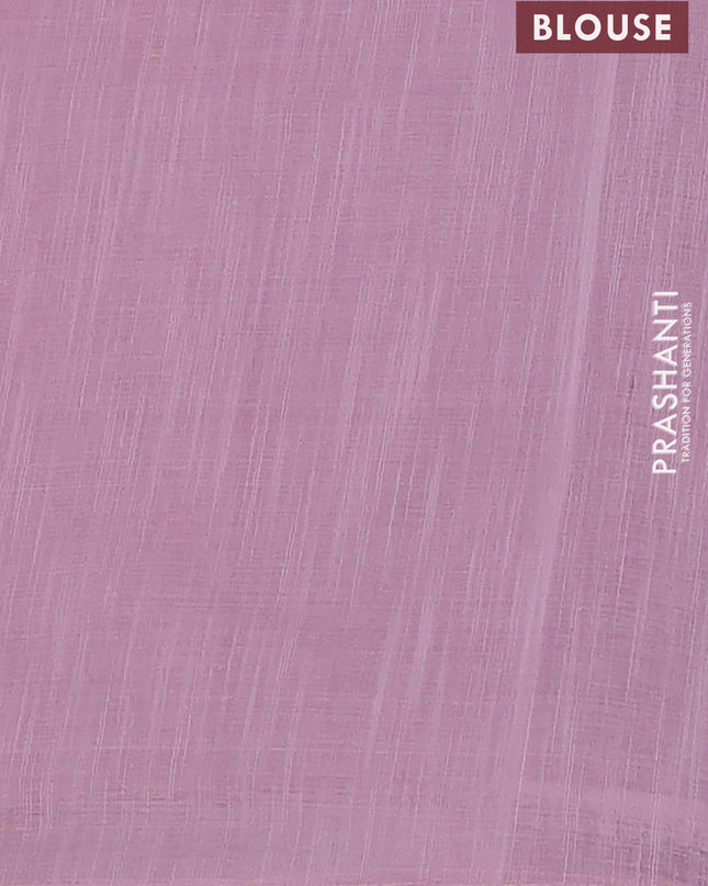 Linen cotton saree light pink with embroidery buttas and embroidered border