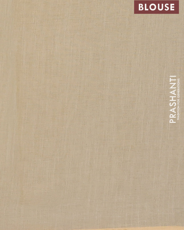 Linen cotton saree pale yellow with embroidery buttas and embroidered border