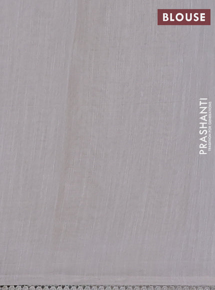 Linen cotton saree pastel grey with embroidery buttas and embroidered border
