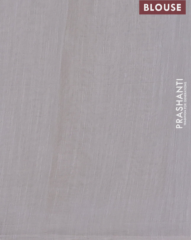 Linen cotton saree pastel grey with embroidery buttas and embroidered border