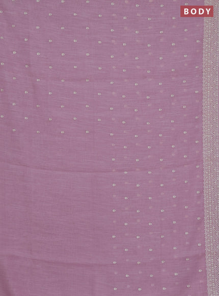 Linen cotton saree light pink with embroidery buttas and embroidered border
