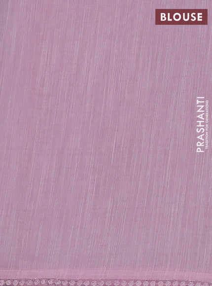 Linen cotton saree light pink with embroidery buttas and embroidered border
