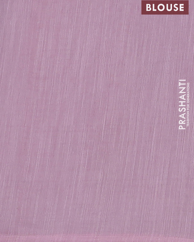 Linen cotton saree light pink with embroidery buttas and embroidered border