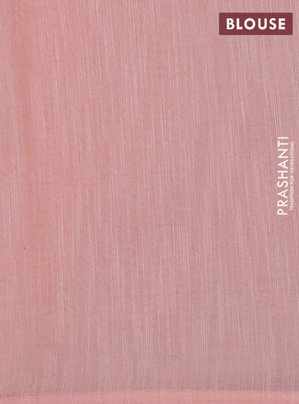 Linen cotton saree peach shade with embroidery buttas and embroidered border