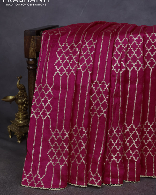 Munga tussar silk saree pink with allover zari woven brocade weaves and gottapatti work readymade blouse