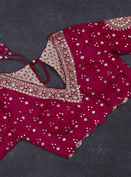Satin silk saree pink with stripes pattern & rich zari pallu and gottapatti work readymade blouse
