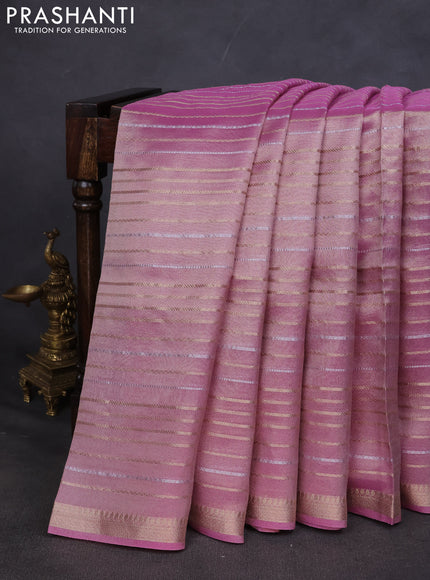 Tissue saree light pink with silver & gold zari weaves and gottapatti work readymade blouse